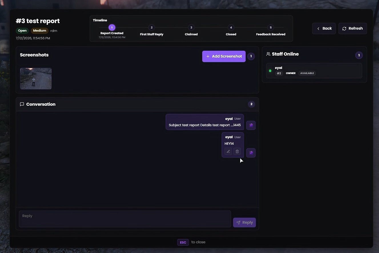 Player Report Center